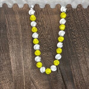 Yellow and White Beaded Necklace